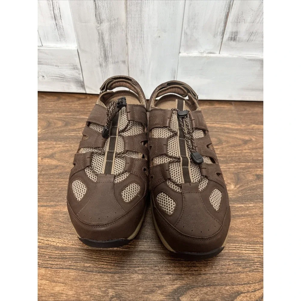 OrthoFeet 593 Alpine Mens Size 13 4E XWide Brown Leather Sandals Shoes Fisherman
